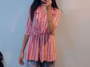 Striped Pink Shirt Tunic