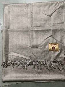 Elegant Silver Shawl with Tassels