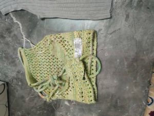 Knit Sleeveless Turtle Neck &amp; Crochet Halter Top