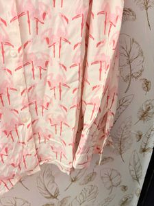 Vero Moda Pink Flamingo Print Button-Up Shirt