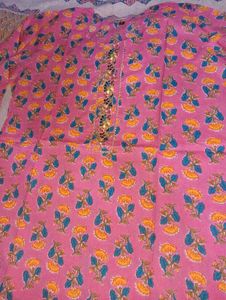 Pink Floral kurti (size - L)