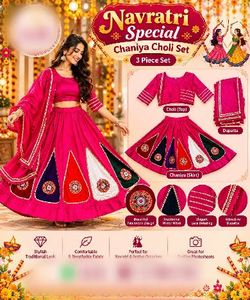 Vibrant Pink Embroidered Lehenga Choli Set