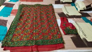 beautiful wedding wear sari with blouse