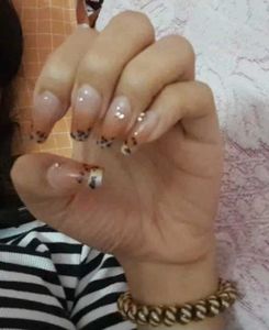 Leopard print diamond nails