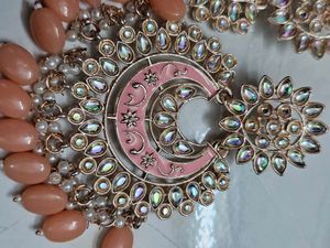 Elegant Pearl and Peach Jhumka Earrings