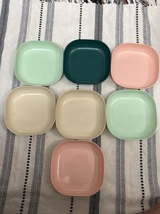 Set of 7 Pastel Square Plates