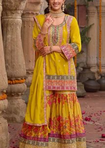 Indo era Designer Yellow Floral sharara