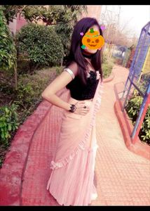 Elegant Pink Ethnic Ready To Wear Saree