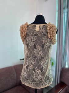Sheer Lace Ruffle Tank Top
