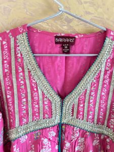 Elegant Pink Floral Kurta Sharara Set