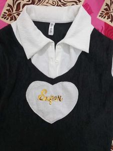 Chic Black and White Heart Top