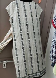 Stylish Greyish Dress with Black Embroidery
