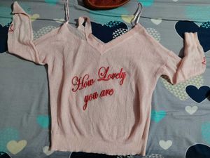 Pink Shoulder Long Sleeve Top