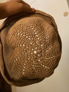 Crocheted Bucket Hat with Flower Accent