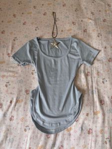 Light Blue Scoop Neck T-Shirt