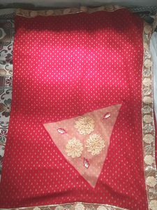 Red Designer Saree With Blouse