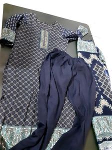 Stylish Navy Blue Kurta Set