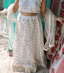 White Sequined Lehenga Choli