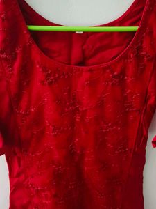 Elegant Red Embroidered Kurta