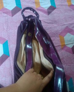 Folding Purple Colour Hand Bag For Women