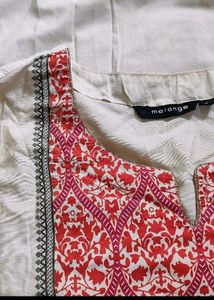 Elegant Cream &amp; Orange Printed Kurti