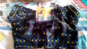 Stylish Black Blouse with Diamond Print