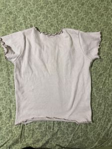 Lilac Ruffle Trim Button Up Top