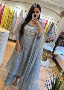 Elegant Grey Kurta Set with Dupatta