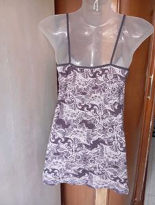 Purple Floral Lace Trim Cami Top
