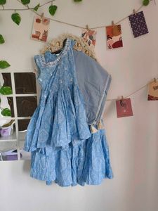 Blue Printed Sharara Set