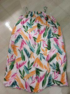 Tropical Leaf Print Maxi Dress for beach d