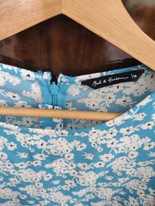 Blue Floral Puff Sleeve Dress