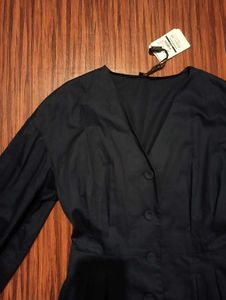 Navy Blue Classic Button-up maxi shirt dress