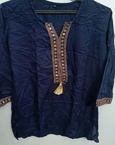 Blue Embroidered Top
