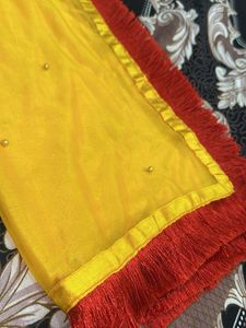 Vibrant Yellow Dupatta with Red Border…🥰