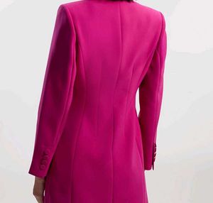 Hot Pink Double-Breasted Blazer Dress