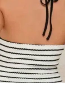 Striped Halter Neck Cropped Top