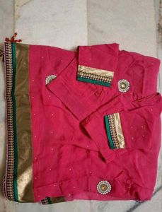 Elegant Pink Saree with Embellishments