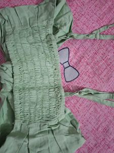 Light Green Tie-Front Crop Top