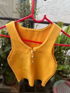 Yellow Ribbed Crop Top
