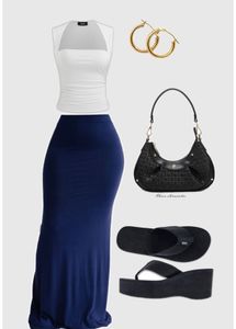 Navy Blue Maxi Skirt