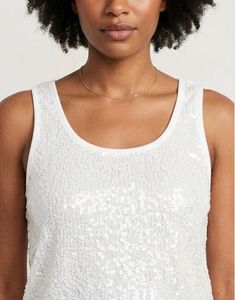 Sparkling White Sequin Tank Top
