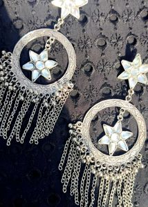 STAR DROP EARRINGS (FREE RING)