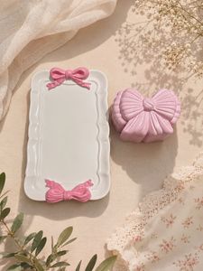 Pink Bow tray with  jar