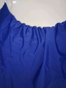 (300)Blue Spaghetti Strap Crop Top