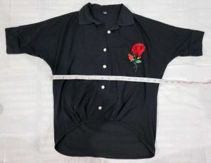 Black Rose Embroidered Shirt