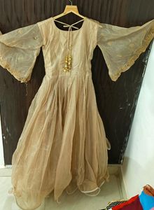 Embroidery work gown with designer sleeves