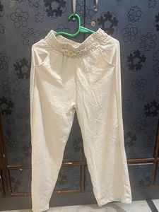 Beige Wide Leg Pants