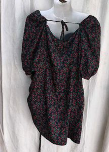 Floral Puff Sleeve Ruched Mini Dress