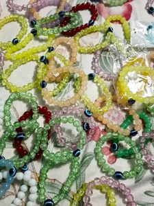 Colorful Beaded Bracelets with Evil Eye bandle